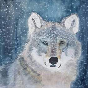 wolf portrait painting